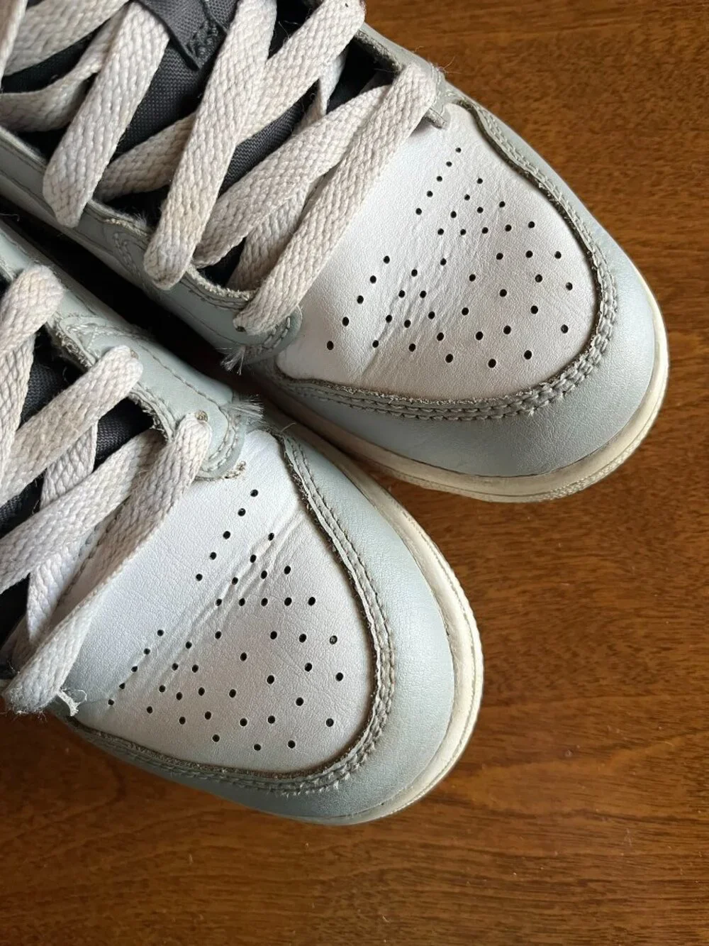 Nike Jordan 1 Mid gray and white sneakers 2Y